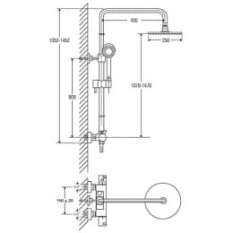 Treos Serie 190 Thermostat-Duschsystem mit Regenbrause 25 cm