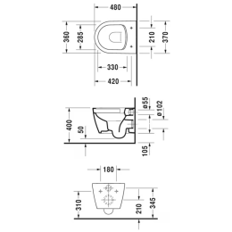 Duravit ME by Starck Wand-WC mit WC-Sitz SoftClose, Rimless, Alpinweiß