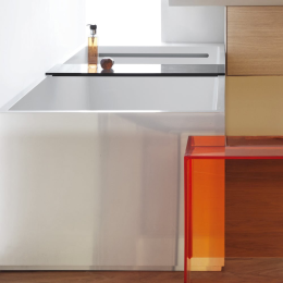 LAUFEN Kartell Rechteckbadewanne freistehend 176 × 76 cm, LED-Beleuchtung & Hubsystem weiß matt