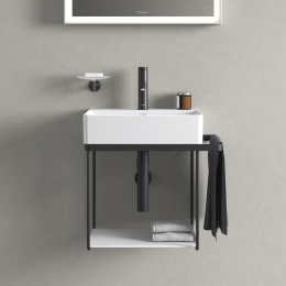 Duravit DuraSquare Handwaschbecken 45x35 cm, mit 1 Hahnloch, DuraCeram, mit WonderGliss, Alpinweiß