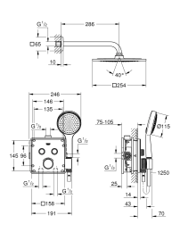 Grohe Grohtherm SmartControl - Duschset Perfect mit Thermostatarmatur - Unterputz, 2 Ströme, verchro