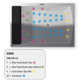 Riho Anna Thermae 190x130 cm, Touchscreen, L Hydro+Aerodüsen, Clean, Farblicht, Links