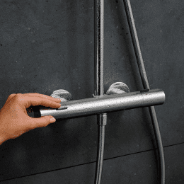 Hansgrohe Pulsify S Puro Aufputz-Duschsystem mit Thermostat mit EcoSmart, chrom