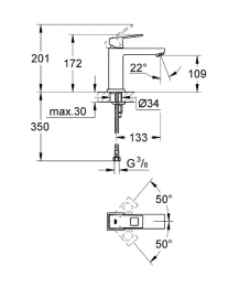 Grohe Eurocube Waschtisch Einhebelmischer M, verchromt