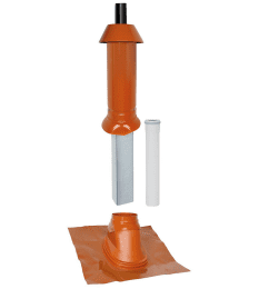 Mündungspaket Skobifix nano Schrägdach 35 Grad - 55 Grad, DN 60/100 rot, 0,4m