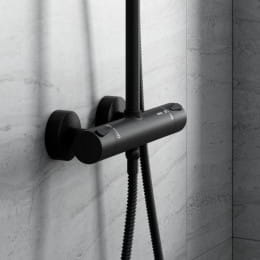 Damixa Silhouet Thermostat Duschsystem mit Metallbrauseschlauch schwarz matt