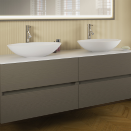 Riho Avella oval Aufsatzwaschtisch 58x36x14cm aus Solid Surface weiß matt