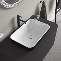 Duravit Happy D.2 Plus Aufsatzwaschbecken, 60x40 cm, ohne Überlauf, WonderGliss, weiß/Anthrazit Matt