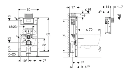 Geberit Duofix Vorwandelement für Wand-WC Höhe 82 cm