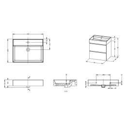 Riho Spring Rise Badmöbel-Set A1 mit 1 Hahnloch, 60 x 46 cm