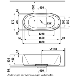 Laufen Il Bagno Alessi One Freistehende Badewanne 183x87 cm, weiß matt