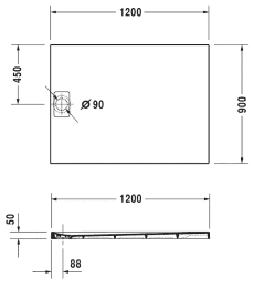 Duravit Stonetto Duschwanne 1200x900 mm, grau matt