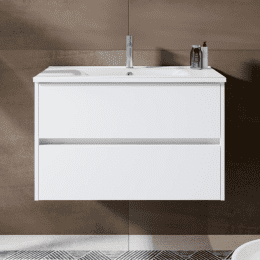 Riho Porto Wave 80 x 46 cm Waschtisch mit Waschtischunterschrank und LED-Spiegel