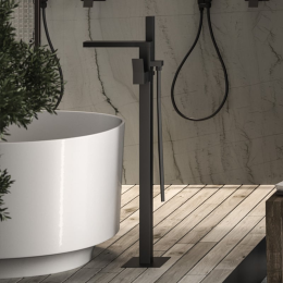 Bossini Aki Wannenarmatur, Bodenmontage, Einhebelmischer schwarz matt