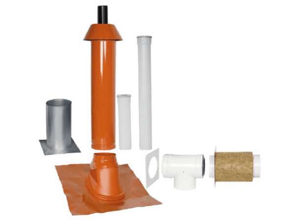 SKOBERNE Grundpaket Unifix 165, Schrägdach, 5° - 25°, DN 80/125 rot,1,0m