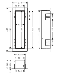 Hansgrohe XtraStoris Rock Unterputz-WC-Bürstenkasten mit Ablage, Stahl gebürstet