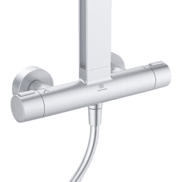 Ideal Standard Alu+ Duschsystem, Thermostat Durchmesser 26 cm, 2 Strahlarten, silver matt