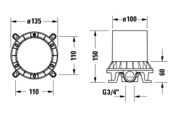Duravit Zubehör Einbaukörper für Bodenmontage