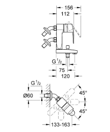Grohe Eurostyle Cosmopolitan Badewannen-Einhebelmischer Vertica, Chrom
