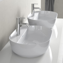 Duravit Luv Aufsatzbecken mit Hahnlochbank 60 x 40 cm, mit 1 Hahnloch, DuraCeram, Alpinweiß
