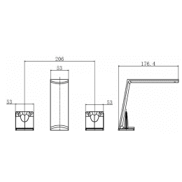 Premium AQVA FLOW Design Waschtisch-Dreilochbatterie chrom