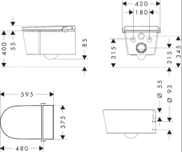 Hansgrohe LavaPura Element S Wand-Dusch-WC Komplett Set AquaHelix Flush, SmartClean, HygieneEffect,