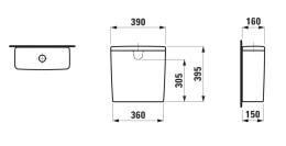 Laufen Lua Spülkasten, DualFlush, Wasseranschluss seitlich, Graphit matt