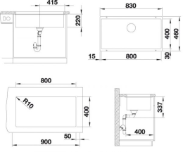 Blanco Subline 800 Silgranitspüle 83x46 cm schwarz 526005