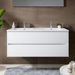 Riho Porto Wave 120 x 46 cm Waschtisch mit Waschtischunterschrank und LED-Spiegel