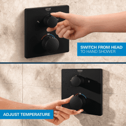 Grohe Brauseset mit Unterputz-Thermostat, mit Einbaukörper, 25x25 cm, 2 Strahlarten, schwarz matt