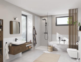 Grohe Tempesta Cube - Duschset mit Thermostat, 25x25 cm, 2 Strahlarten, schwarz matt