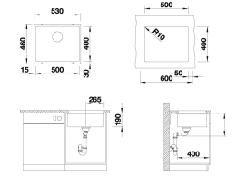 Blanco Subline 500 Silgranitspüle 53x46 cm, InFino Schwarz