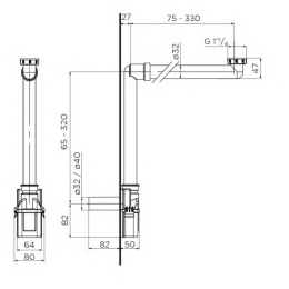 PREMIUM Waschtisch Flach-Raumsparsiphon DN32 (1 1/4") x Ø32 mm