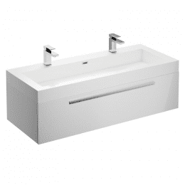 Treos Serie 902 Doppelwaschtisch mit Waschtischunterschrank mit 1 Auszug weiß 1245x515x400 mm