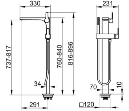 Keuco Edition 400 Wannenarmatur, Bodenmontage, Einhebelmischer chrom
