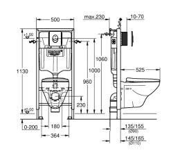 Grohe Rapid SL Wand-WC Set mit Softclose-Sitz und Betätigungsplatte Skate Air, Chrom