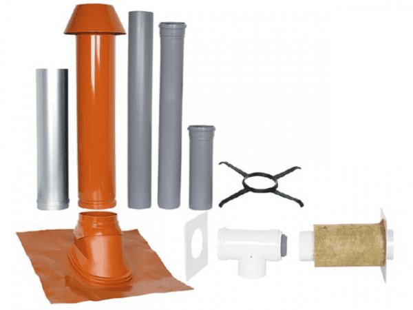 SKOBERNE Grundpaket Unifix 165, Schrägdach, 5° - 25°, DN 110/150 rot,1,0m
