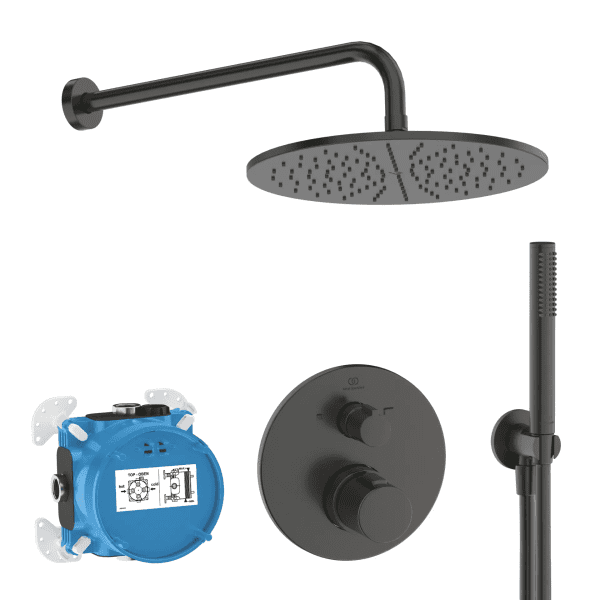 Ideal Standard CeraTherm Duschset mit Unterputz-Thermostat, Durchmesser 30 cm, Magnetic Grey