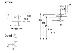 Villeroy & Boch Architectura Handwaschbecken 36x22 cm, mit Überlauf, mit Hahnloch rechts, Alpinweiß