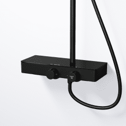 Steinberg 390 Aufputz-Duschsystem mit Thermostat 26x19 cm, schwarz matt