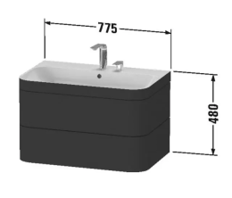 Duravit Happy D.2 Plus Schrank mit Waschbecken 48x78x49 cm, 2 Schubladen, weiß Hochglanz