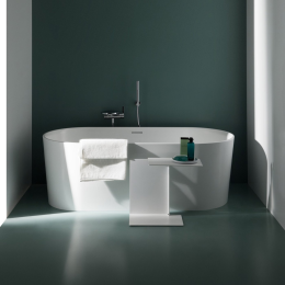 LAUFEN Val Oval-Badewanne freistehend 160x75 cm mit Überlaufspalt, weiß matt