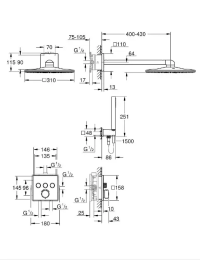 Grohe Vitalio SmartActive Duschset mit Unterputz-Thermostat, 31x31 cm, 2 Strahlarten, Chrom