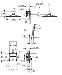 Grohe Grohtherm SmartControl Unterputz-Duschsystem mit Thermostat hard graphite gebürstet Grohe Grohtherm SmartControl Unterputz-Duschsystem mit Thermostat hard graphite gebürstet