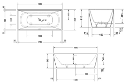 Duravit DuraSquare freistehende Badewanne, eckig 1850x850 mm weiß matt