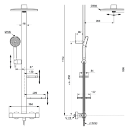 Ideal Standard Alu+ Duschsystem, Thermostat Durchmesser 26 cm, rosegold matt