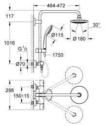 GROHE Duschsystem Euphoria 180 mit Thermostat 450mm