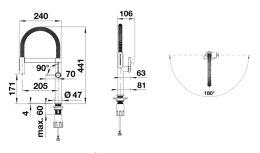 Blanco Blancoculina II Küchenarmatur, schwenkbar edelstahl gebürstet