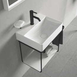Duravit DuraSquare Handwaschbecken 45x35 cm, mit 1 Hahnloch, DuraCeram, mit WonderGliss, Alpinweiß