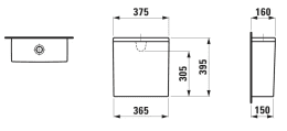 Laufen Pro - Spülkasten 37x15 cm, Wasseranschluss hinten, weiß